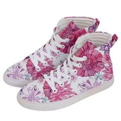 Red And Pink Flowers Vector Art Asters Patterns Backgrounds Men s Hi-top Skate Sneakers by Salman4z