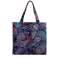 Background Ornament Paisley Zipper Grocery Tote Bag by Salman4z