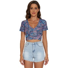 Background Ornament Paisley V-neck Crop Top