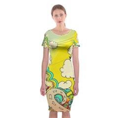 Doodle Wallpaper Artistic Surreal Classic Short Sleeve Midi Dress by Salman4z