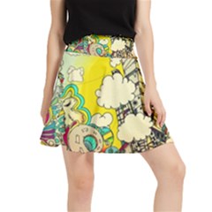 Doodle Wallpaper Artistic Surreal Waistband Skirt by Salman4z