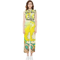 Doodle Wallpaper Artistic Surreal Women s Frill Top Chiffon Jumpsuit by Salman4z