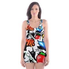 Graffiti Art Cartoon Comic Skater Dress Swimsuit by Salman4z