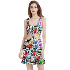 Graffiti Art Cartoon Comic Velour Cutout Dress by Salman4z