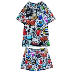 Graffiti Art Cartoon Comic Kids  Swim Tee And Shorts Set by Salman4z