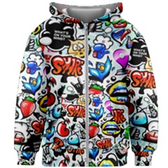 Graffiti Art Cartoon Comic Kids  Zipper Hoodie Without Drawstring by Salman4z