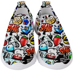 Graffiti Art Cartoon Comic Kids  Slip On Sneakers by Salman4z