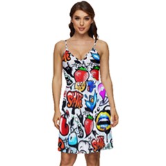 Graffiti Art Cartoon Comic V-neck Pocket Summer Dress  by Salman4z