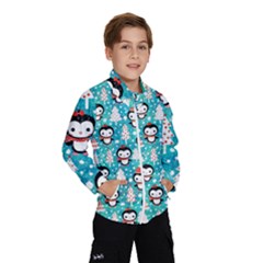 Blue Penguin Pattern Christmas Kids  Windbreaker