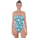 Blue Penguin Pattern christmas Tie Back One Piece Swimsuit View1