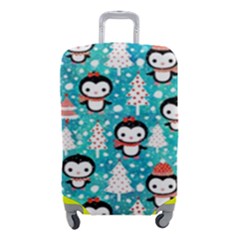 Blue Penguin Pattern Christmas Luggage Cover (small)