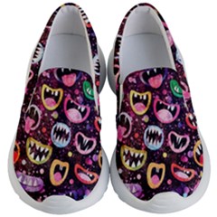 Funny Monster Mouths Kids Lightweight Slip Ons by Salman4z