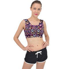 Funny Monster Mouths V-back Sports Bra by Salman4z