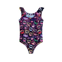 Funny Monster Mouths Kids  Frill Swimsuit by Salman4z