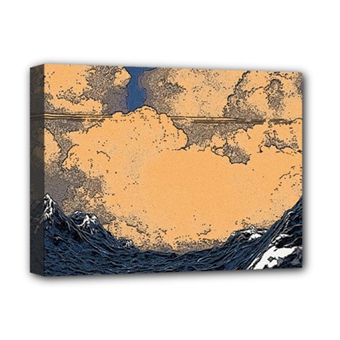 Waves Aesthetic Ocean Retro Sea Vintage Deluxe Canvas 16  X 12  (stretched)  by Salman4z