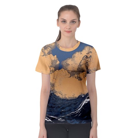 Waves Aesthetic Ocean Retro Sea Vintage Women s Sport Mesh Tee by Salman4z