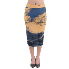 Waves Aesthetic Ocean Retro Sea Vintage Midi Pencil Skirt by Salman4z