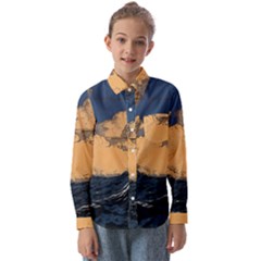 Waves Aesthetic Ocean Retro Sea Vintage Kids  Long Sleeve Shirt by Salman4z