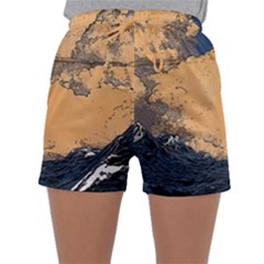 Waves Aesthetic Ocean Retro Sea Vintage Sleepwear Shorts by Salman4z