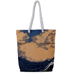 Waves Aesthetic Ocean Retro Sea Vintage Full Print Rope Handle Tote (small) by Salman4z