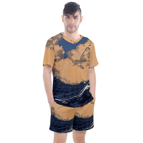 Waves Aesthetic Ocean Retro Sea Vintage Men s Mesh Tee And Shorts Set by Salman4z