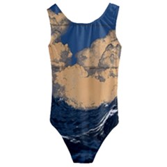 Waves Aesthetic Ocean Retro Sea Vintage Kids  Cut-out Back One Piece Swimsuit by Salman4z