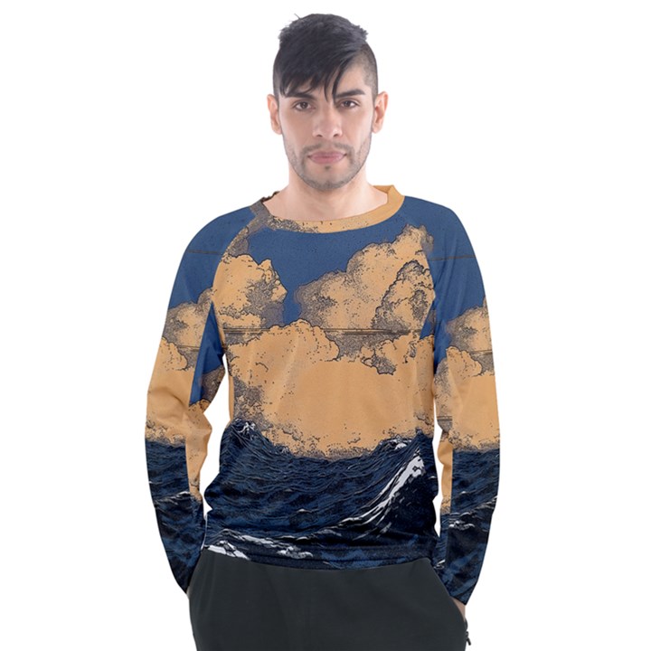 Waves Aesthetic Ocean Retro Sea Vintage Men s Long Sleeve Raglan Tee