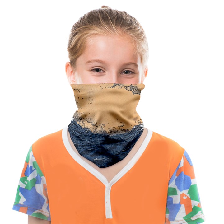 Waves Aesthetic Ocean Retro Sea Vintage Face Covering Bandana (Kids)