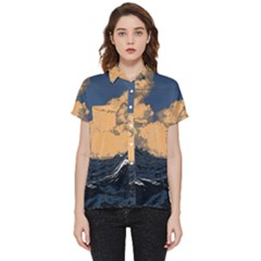 Waves Aesthetic Ocean Retro Sea Vintage Short Sleeve Pocket Shirt by Salman4z