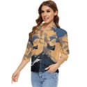 Waves Aesthetic Ocean Retro Sea Vintage Women s Quarter Sleeve Pocket Shirt View3