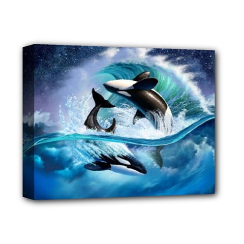 Orca Wave Water Underwater Deluxe Canvas 14  X 11  (stretched) by Salman4z