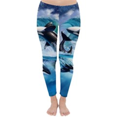 Orca Wave Water Underwater Classic Winter Leggings by Salman4z