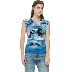 Orca Wave Water Underwater Women s Raglan Cap Sleeve Tee by Salman4z