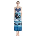 Orca Wave Water Underwater Button Up Chiffon Maxi Dress View1