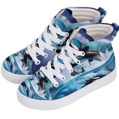 Orca Wave Water Underwater Kids  Hi-top Skate Sneakers by Salman4z