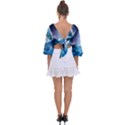 Orca Wave Water Underwater Tie Back Butterfly Sleeve Chiffon Top View2