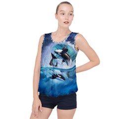 Orca Wave Water Underwater Bubble Hem Chiffon Tank Top by Salman4z