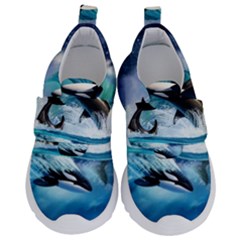 Orca Wave Water Underwater Kids  Velcro No Lace Shoes by Salman4z