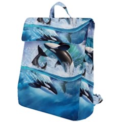 Orca Wave Water Underwater Flap Top Backpack by Salman4z