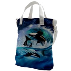 Orca Wave Water Underwater Canvas Messenger Bag by Salman4z