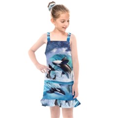 Orca Wave Water Underwater Kids  Overall Dress by Salman4z