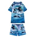 Orca Wave Water Underwater Kids  Swim Tee and Shorts Set View2