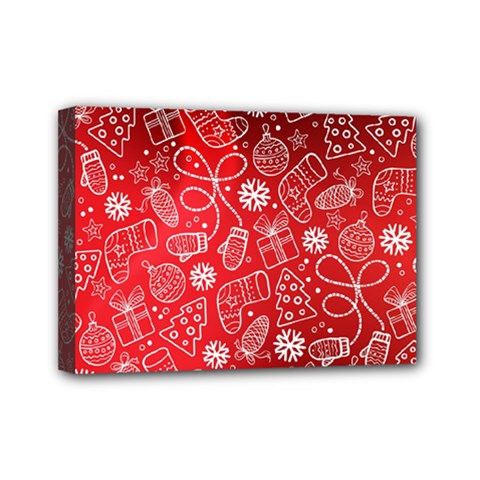 Christmas Pattern Red Mini Canvas 7  X 5  (stretched) by Salman4z