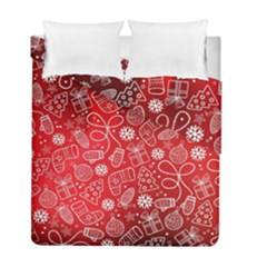 Christmas Pattern Red Duvet Cover Double Side (full/ Double Size) by Salman4z