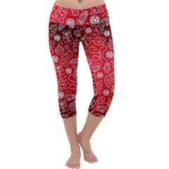 Christmas Pattern Red Capri Yoga Leggings by Salman4z