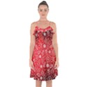 Christmas Pattern Red Ruffle Detail Chiffon Dress View1