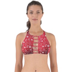 Christmas Pattern Red Perfectly Cut Out Bikini Top by Salman4z