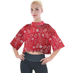 Christmas Pattern Red Mock Neck Tee