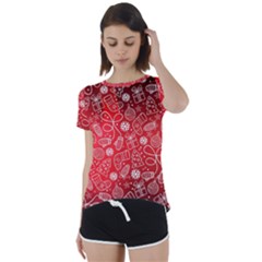 Christmas Pattern Red Short Sleeve Open Back Tee by Salman4z