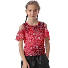 Christmas Pattern Red Kids  Butterfly Cutout Tee by Salman4z